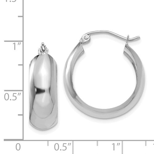 14k white gold classic round hoop earrings click top