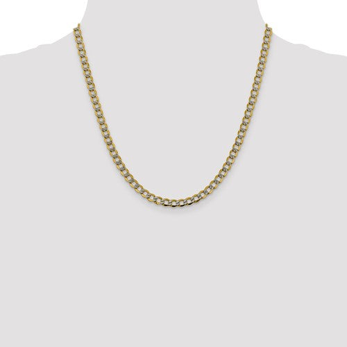 14k yellow gold with rhodium 5.2mm pavé curb bracelet anklet choker necklace pendant chain