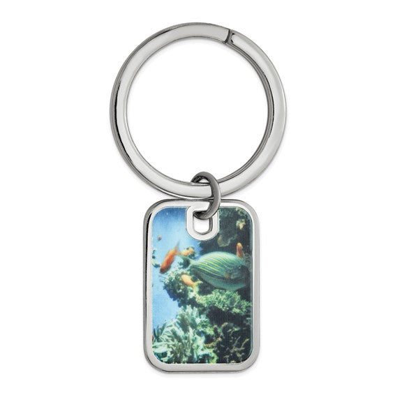 sterling silver gold plated sterling silver rectangle key holder ring keychain picture photo personalized