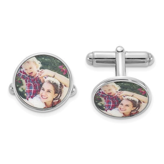 sterling silver or gold plated sterling silver cufflinks cuff links personalized picture photo
