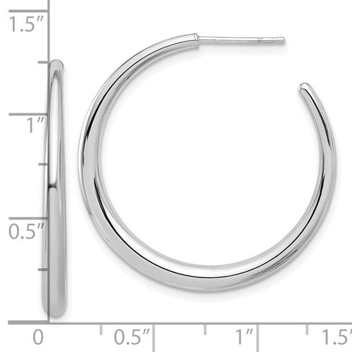 14k white gold round hoop post earrings 31mm x 2.75mm