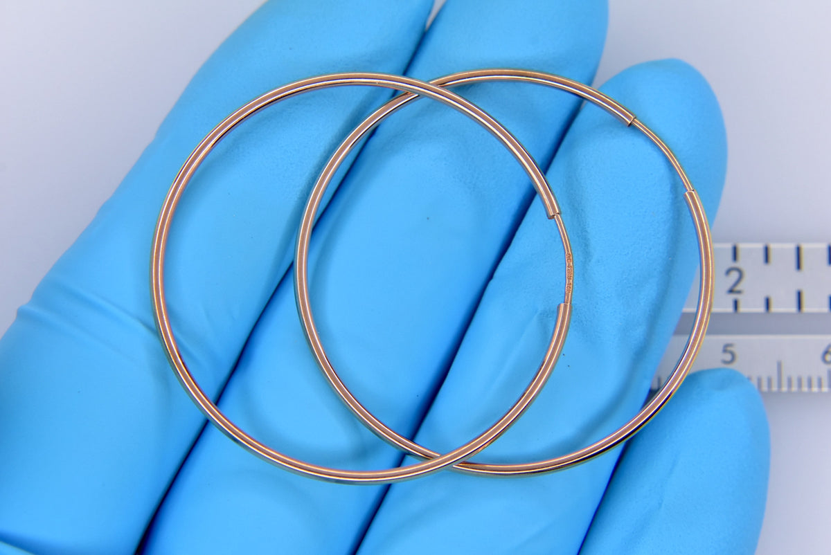 14k rose gold classic endless round hoop earrings 38mm x 1.5mm
