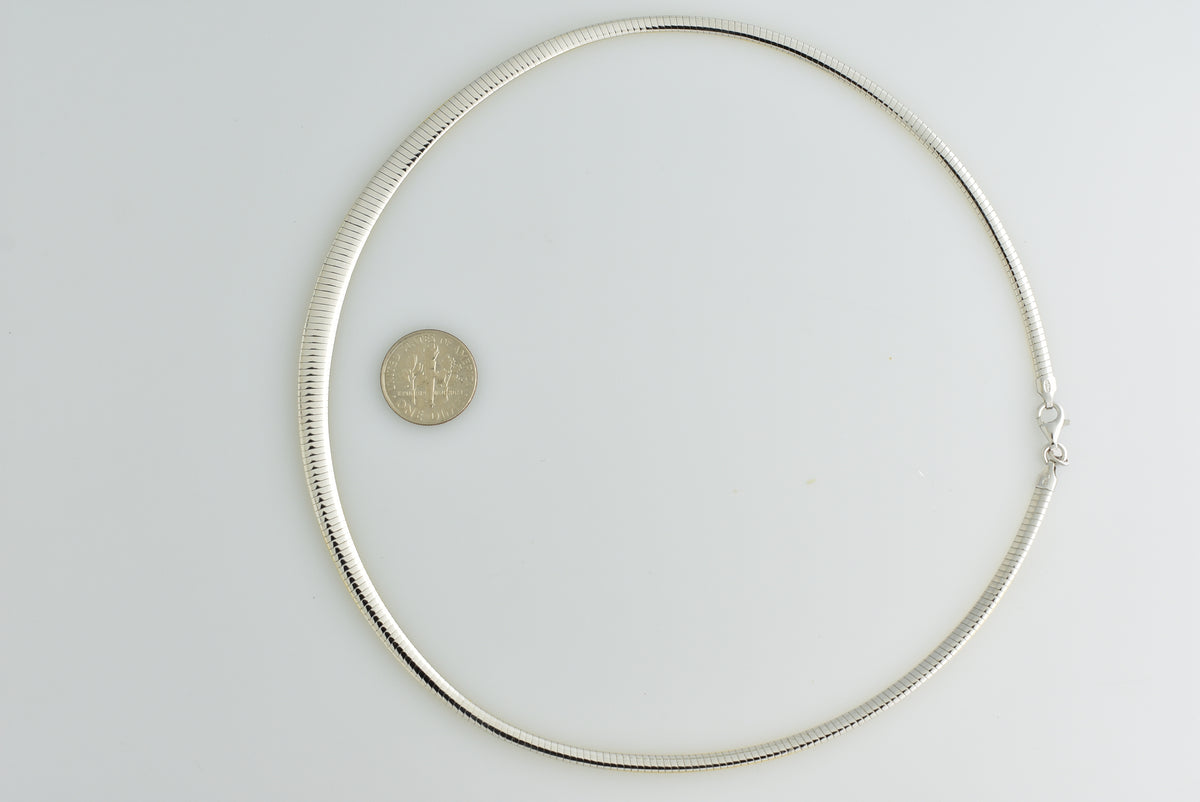 sterling silver gold plated reversible 3mm to 6mm graduated tapered omega cubetto choker necklace pendant chain