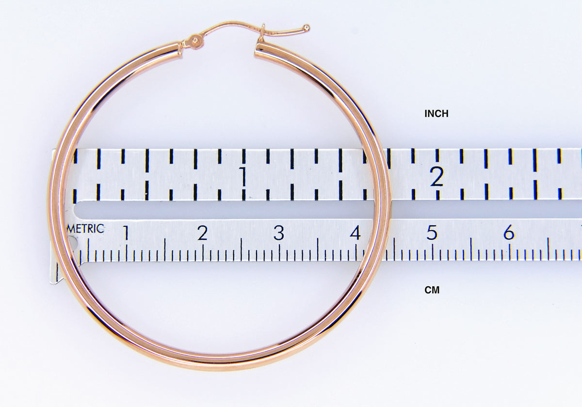 14k rose gold classic round hoop earrings 44mm x 2.5mm