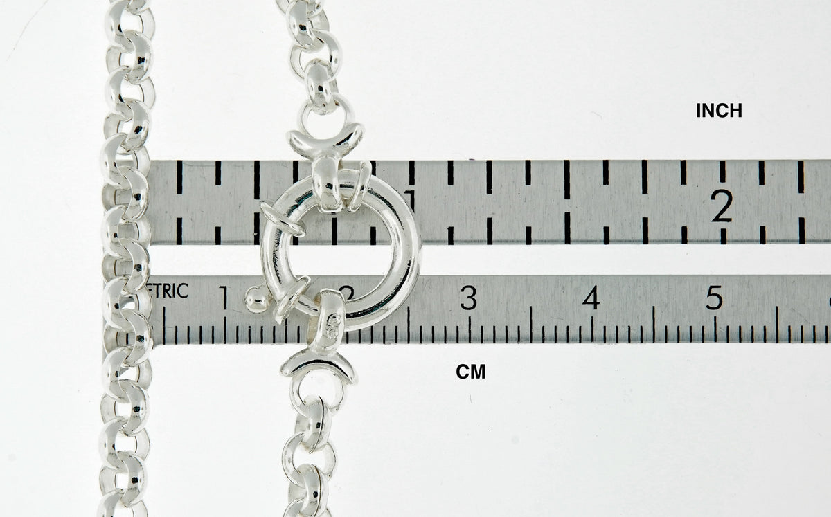 sterling silver 4mm fancy link rolo bracelet chain spring ring clasp 7 inches