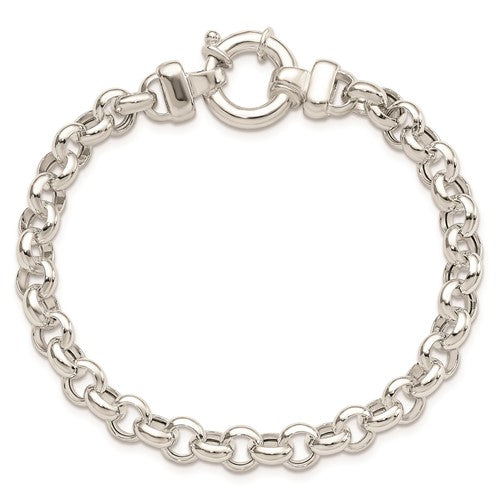sterling silver 6mm fancy link rolo bracelet chain spring ring clasp 7.5 inches
