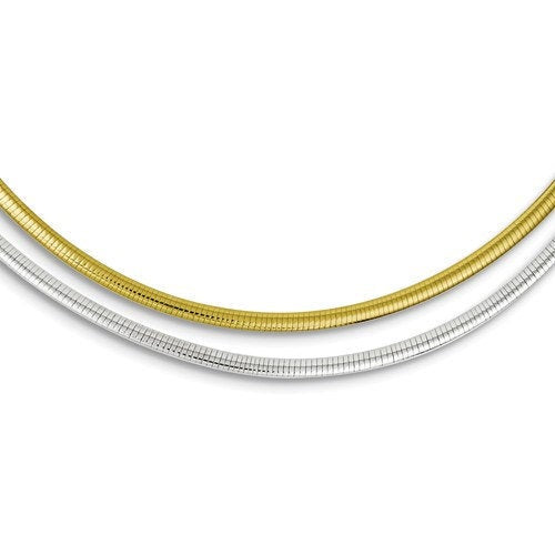 sterling silver gold plated reversible 3mm omega cubetto necklace chain lobster clasp