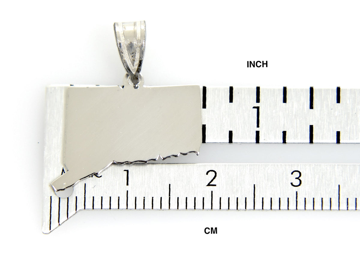 14k gold or sterling silver connecticut ct state map pendant charm personalized monogram