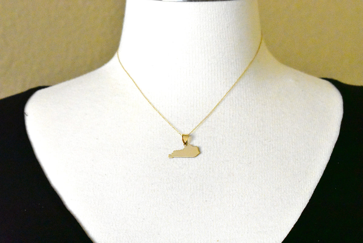 14k gold or sterling silver kentucky ky state map pendant charm personalized monogram