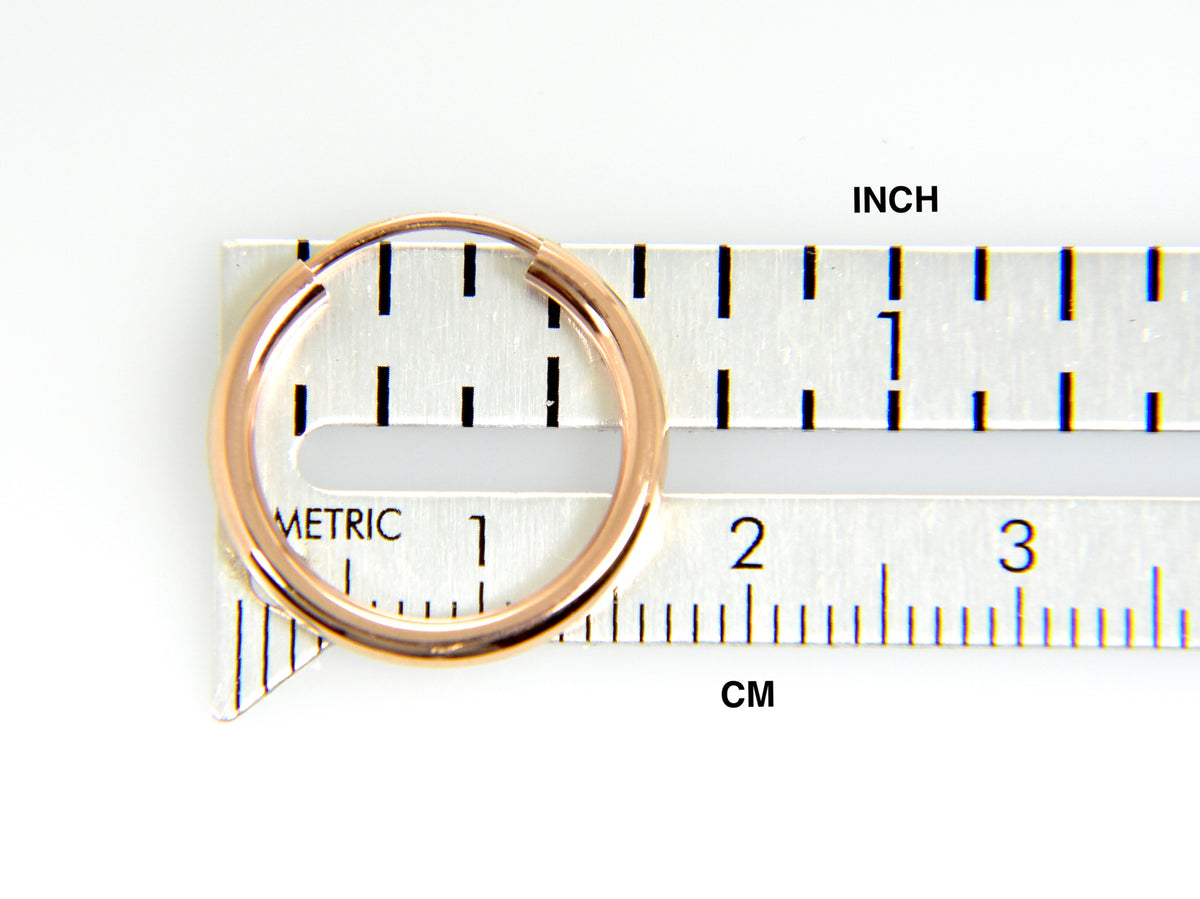 14k rose gold classic endless round hoop earrings 16mm x 2mm