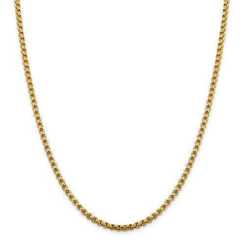 14k yellow gold 3.60mm round box bracelet anklet choker necklace pendant chain lobster clasp