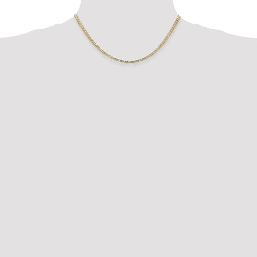 14k yellow gold 3mm concave open figaro bracelet anklet choker necklace chain