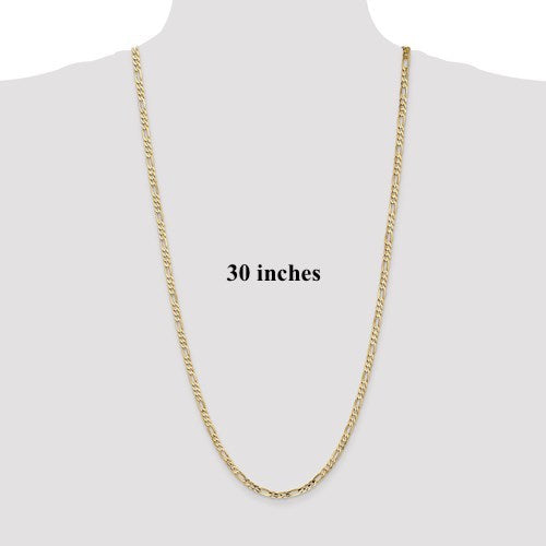 14k yellow gold 4mm concave open figaro bracelet anklet choker necklace chain
