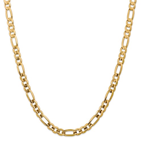 14k yellow gold 7.5mm concave open figaro bracelet anklet choker necklace chain