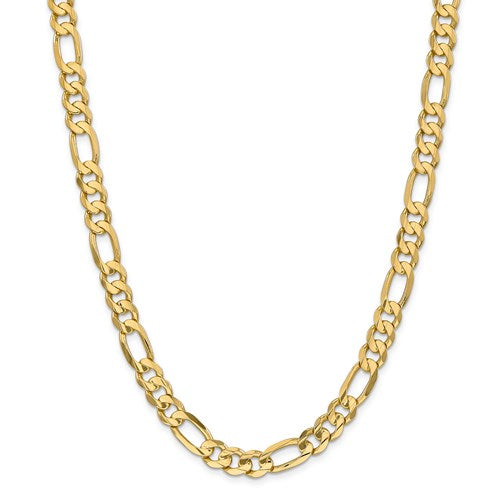 14k yellow gold 8.75mm concave open figaro bracelet anklet choker necklace chain
