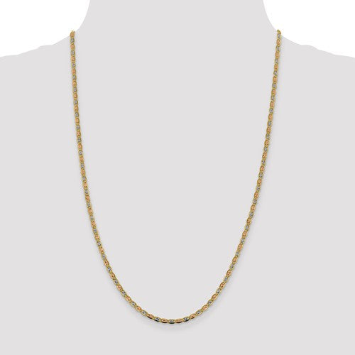 14k yellow white rose gold tri color 2.75mm pavé valentino bracelet anklet choker necklace chain