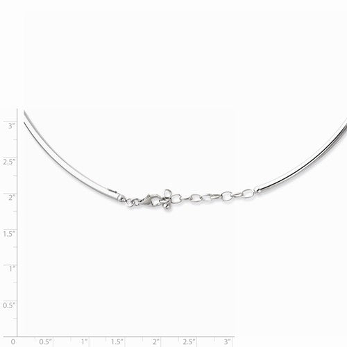 sterling silver rhodium plated 3mm neck collar necklace 16 inch with extender