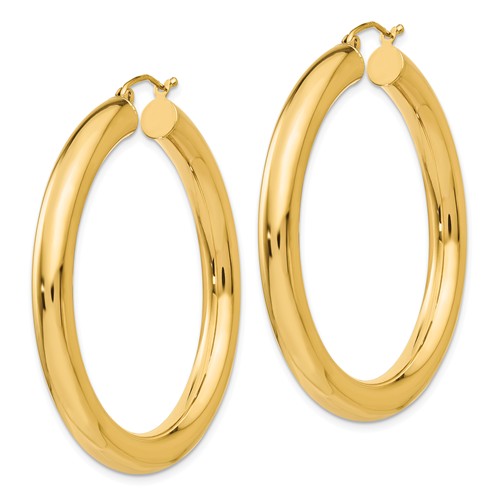 14k Yellow Gold Classic Round Hoop Earrings 60mm 55mm 48mm 43mm 40mm 35mm 30mm x 5mm