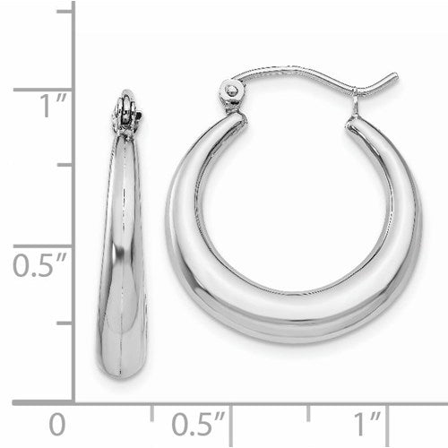 14k white gold shrimp classic hoop earrings 20mm