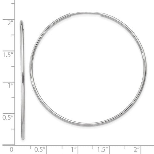 14k white gold large round endless hoop earrings 45mm x 1.20mm