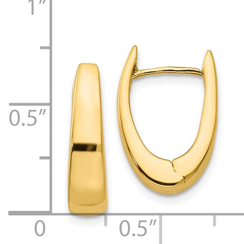 14k yellow gold classic huggie hinged hoop earrings 17mm x 11mm x 4mm