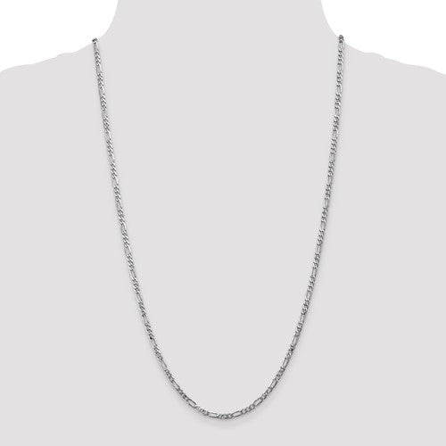 14k white gold 3mm figaro bracelet anklet choker necklace pendant chain