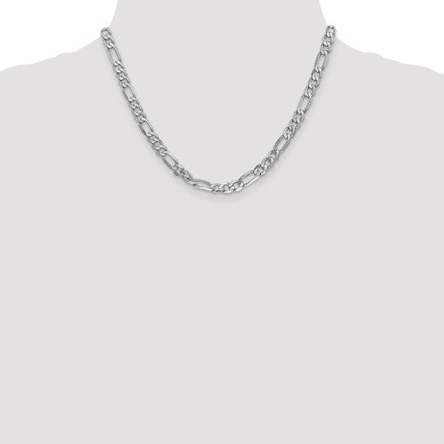 14k white gold 6mm figaro bracelet anklet choker necklace pendant chain
