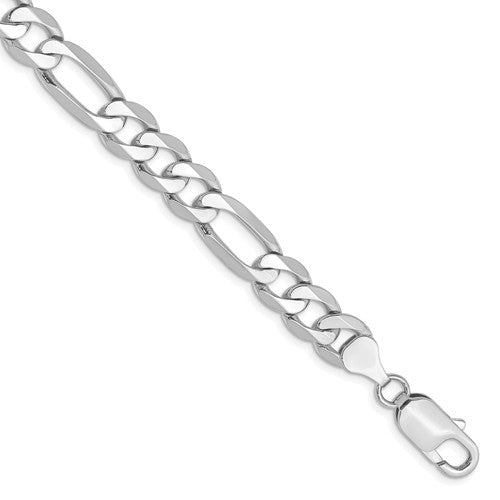 14k white gold 7.5mm figaro bracelet anklet choker necklace pendant chain