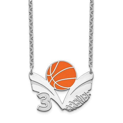 14k 10k gold sterling silver basketball personalized name number necklace