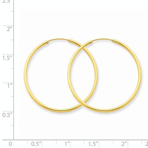 14k yellow gold classic endless round hoop earrings 26mm x 1.5mm