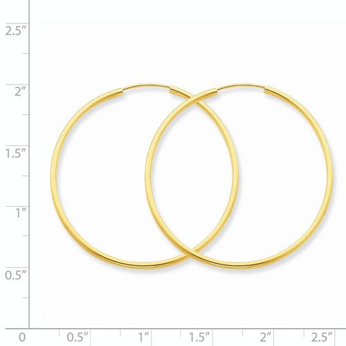 14k yellow gold classic endless round hoop earrings 36mm x 1.5mm