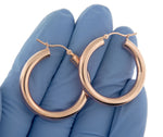Charger l&#39;image dans la galerie, 14K Rose Gold Classic Round Hoop Earrings 30mm x 4mm
