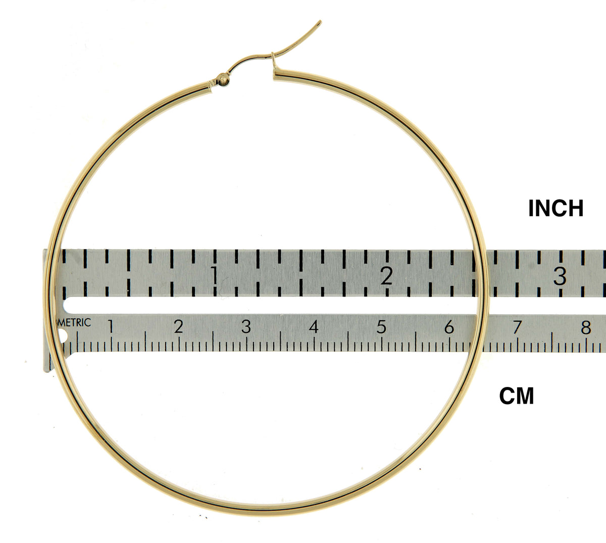 10k yellow gold classic round hoop click top earrings 68mm x 2mm