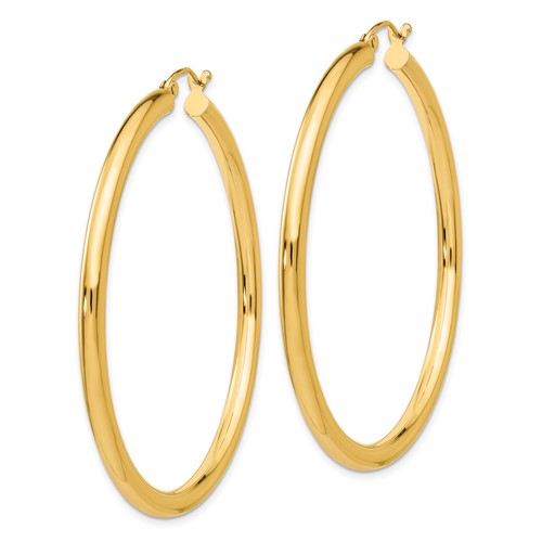 10k yellow gold classic round hoop earrings 50mm x 3mm