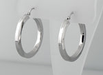 Carica l&#39;immagine nel visualizzatore di Gallery, 10k White Gold Classic Square Tube Round Hoop Earrings 31mm x 3mm
