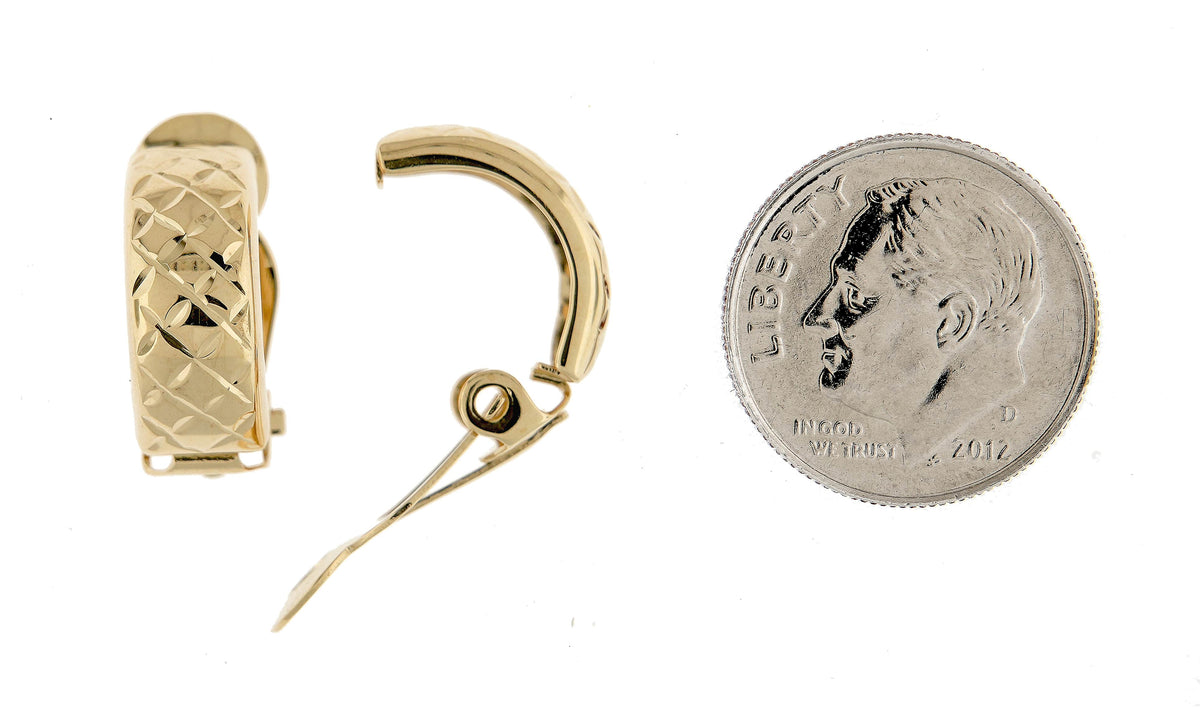 14k yellow gold non pierced clip on j hoop earrings