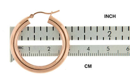 14k rose gold classic round hoop earrings 30mm x 4mm