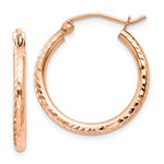 Carregar imagem no visualizador da galeria, 10k Rose Gold Diamond Cut Round Hoop Earrings 20mm x 2mm
