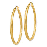 이미지를 갤러리 뷰어에 로드 , 10K Yellow Gold Satin Diamond Cut Round Hoop Earrings 50mm x 3mm
