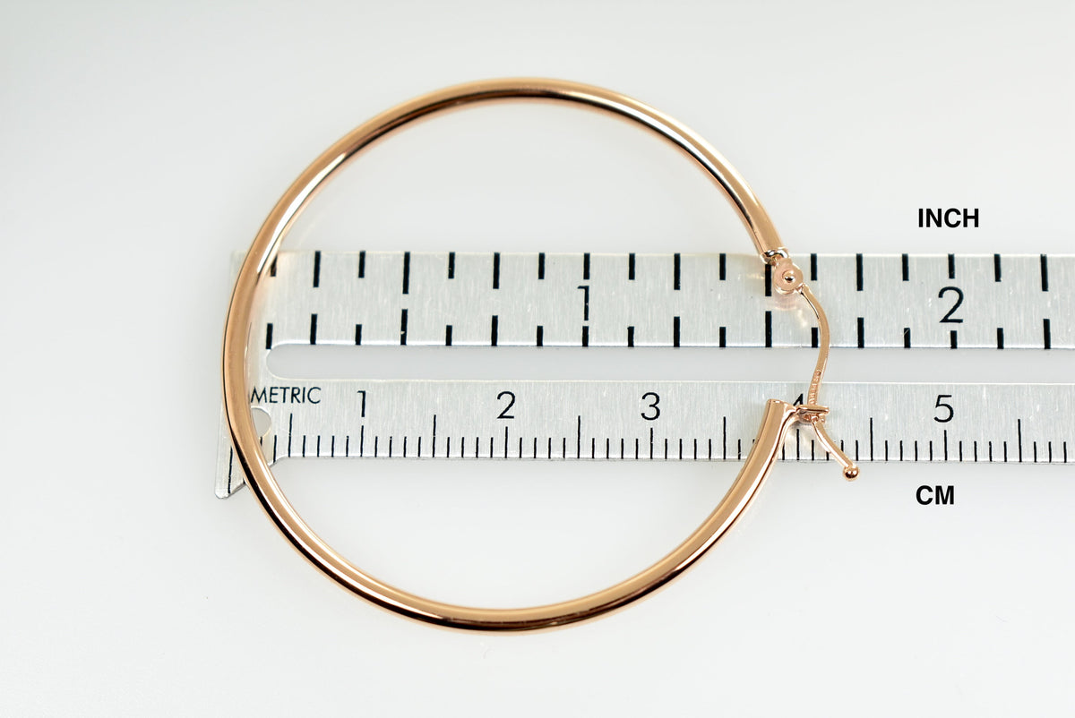 14k rose gold classic round hoop earrings 40mm x 2mm