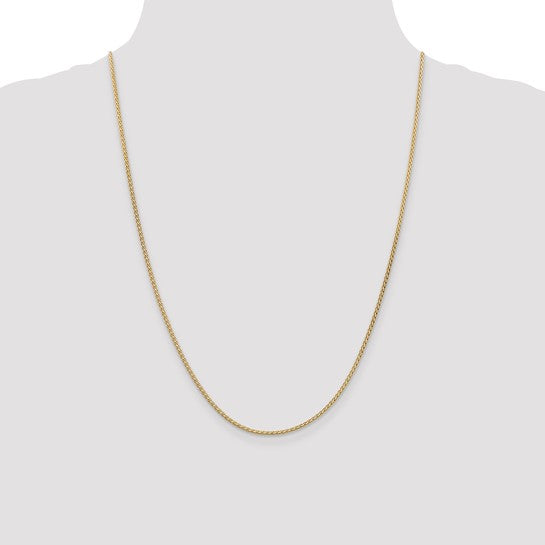 14K Yellow Gold 1.9mm Flat Wheat Spiga Bracelet Anklet Choker Necklace Pendant Chain