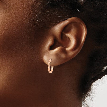 10k rose gold diamond cut round hoop earrings 13mm x 2mm