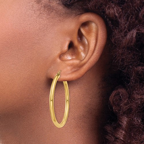 10k yellow gold classic round hoop earrings 41mm x 3mm