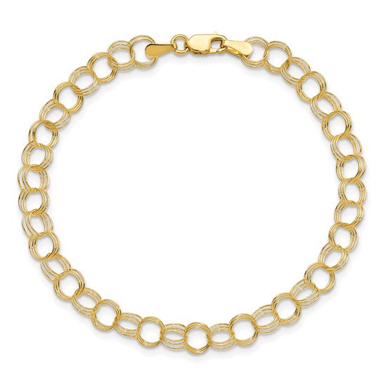 10K yellow gold 5mm solid triple link charm bracelet