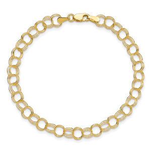 10K yellow gold 5mm solid triple link charm bracelet