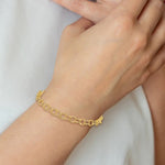 Load image into Gallery viewer, 10K Yellow Gold 5mm Solid Triple Link Charm Bracelet

