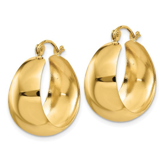 10k yellow gold round tapered hoop earrings 20mm
