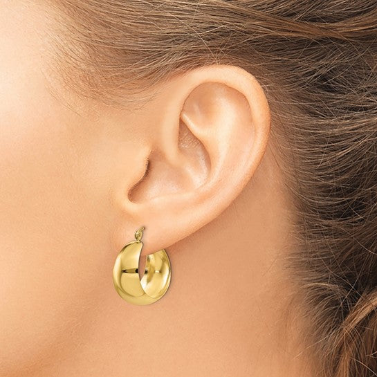 10k yellow gold round tapered hoop earrings 20mm