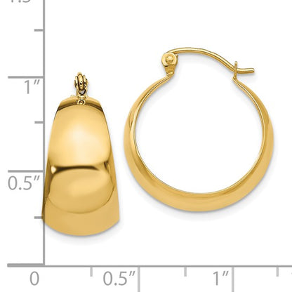 10k yellow gold round tapered hoop earrings 20mm