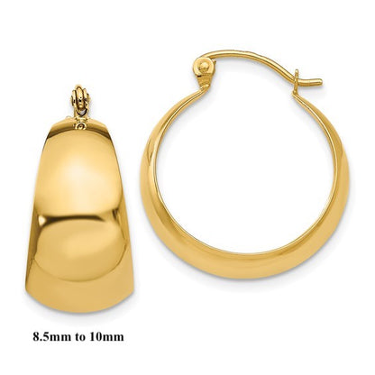 10k yellow gold round tapered hoop earrings 20mm